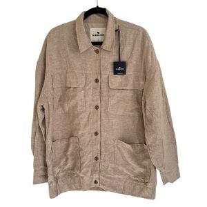 The Normal Brand Beige Linen Blend Oversized Camp Shacket NWT Large